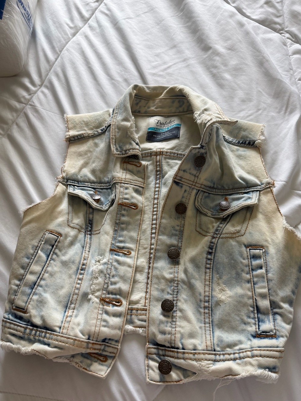 Zara Light Blue Distressed Denim Vest size XS great condition Woman